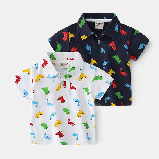 Summer Dinosaur Cartoon Print Boy Short Sleeve - Eshtree