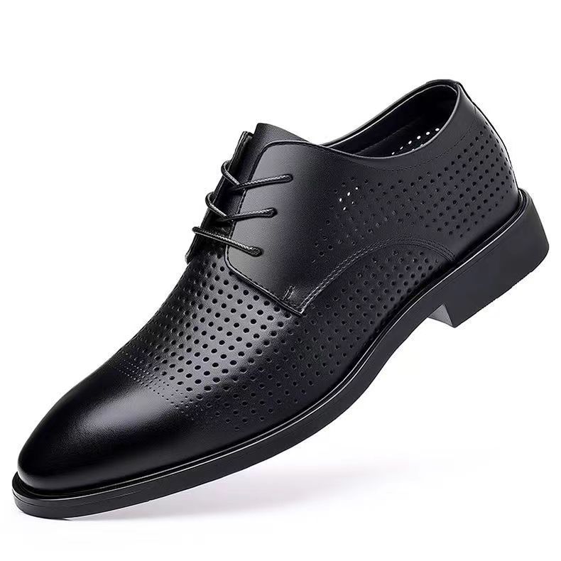 Summer Hollow Plastic British Casual Business Wear Leather Shoes Height Increasing Insole - Eshtree
