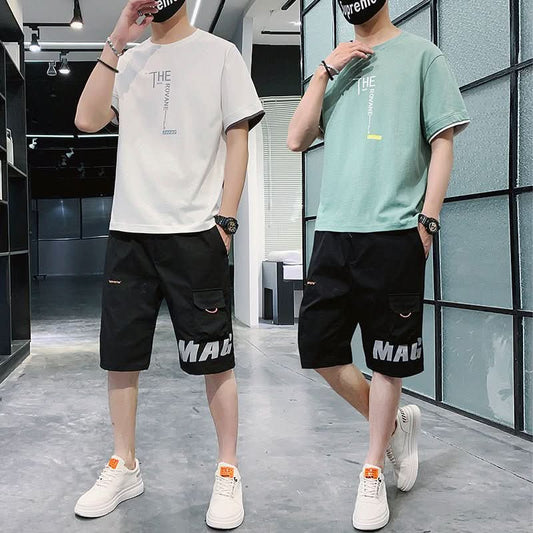 Summer New Men''s Hip - hop, Korean Style Short Sleeve T-shirt, Loose And Casual, With Sportswear - Eshtree