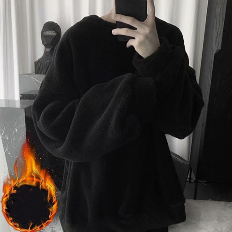 Sweater Round Neck Loose Plus Velvet Thick Casual All - match Jacket - Eshtree