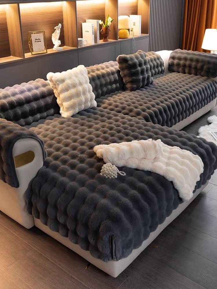 Thickened Rabbit Plush Sofa Cushion Wholesale Winter Thermal Non - slip Sofa Cushion - Eshtree