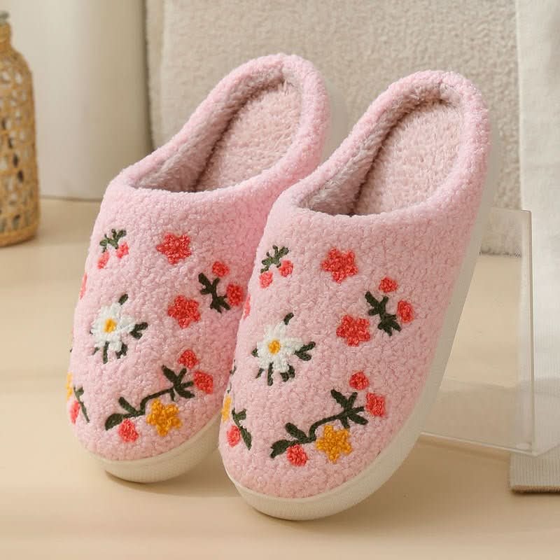 Three - color Flower Cotton Slippers Women's Warm Indoor Slippers - Eshtree