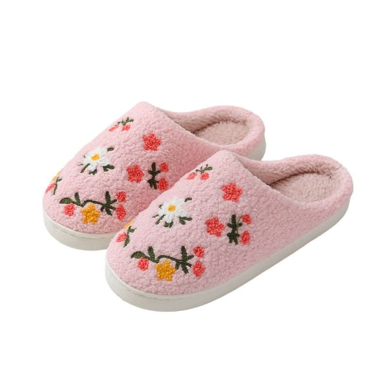 Three - color Flower Cotton Slippers Women's Warm Indoor Slippers - Eshtree