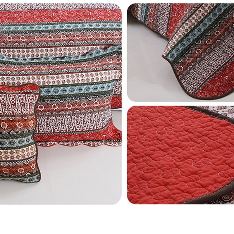 Three piece set of cotton and linen style cotton wash quilt - Eshtree