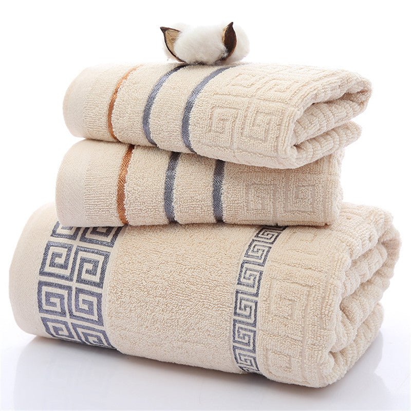 Three sets of Great Wall grid bath towels - Eshtree