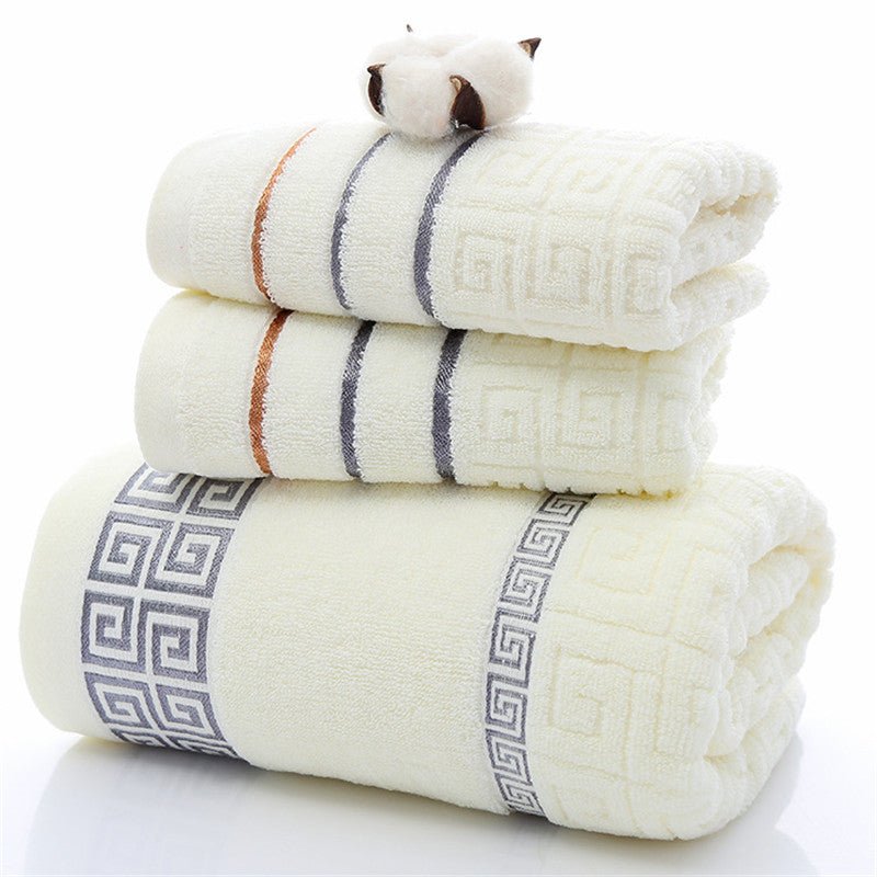 Three sets of Great Wall grid bath towels - Eshtree