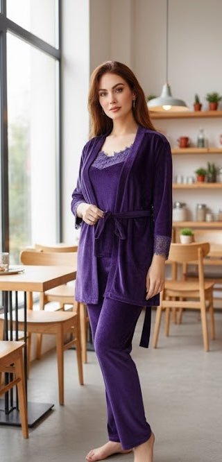 طقم قطيفة انيق مكون من 4 قطع حريمي - Eshtree