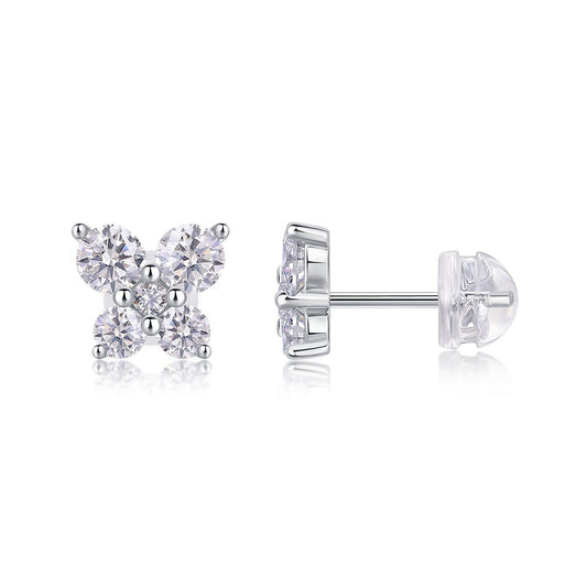 Top - quality Moissanite Luxury And Fashionable Light Luxury Jewelry Silver Stud Earrings S925 Silver Plated Platinum - Eshtree