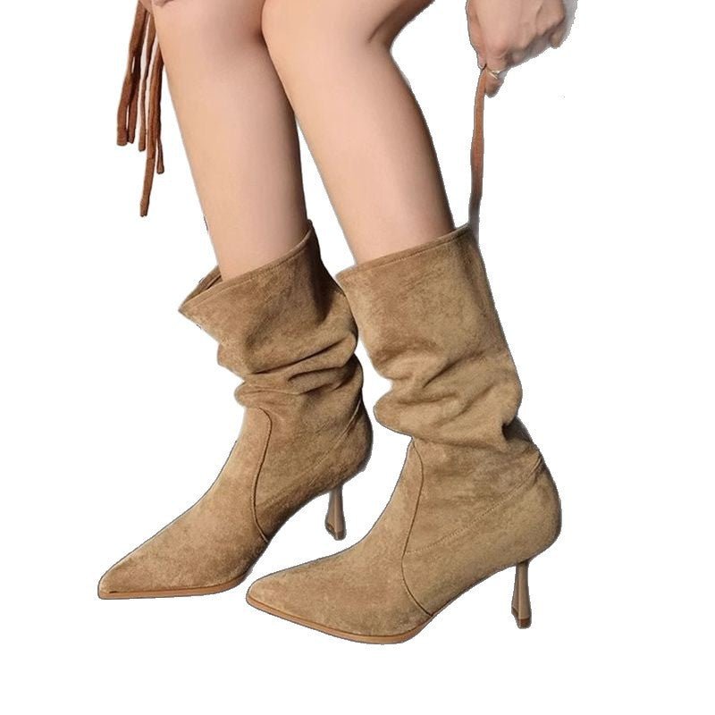 Versatile French Style Mid Calf Stiletto Booties - Eshtree