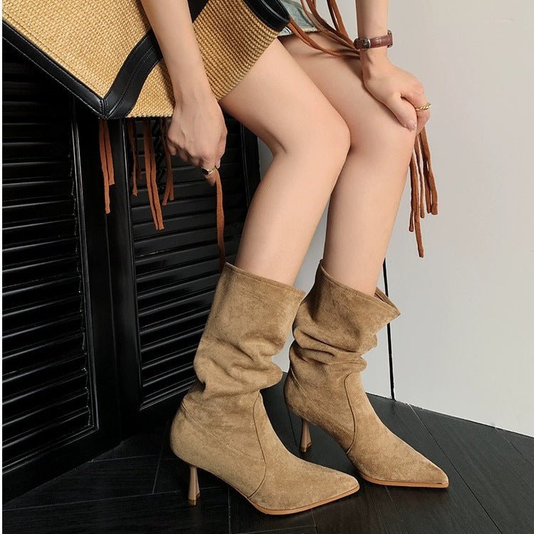 Versatile French Style Mid Calf Stiletto Booties - Eshtree
