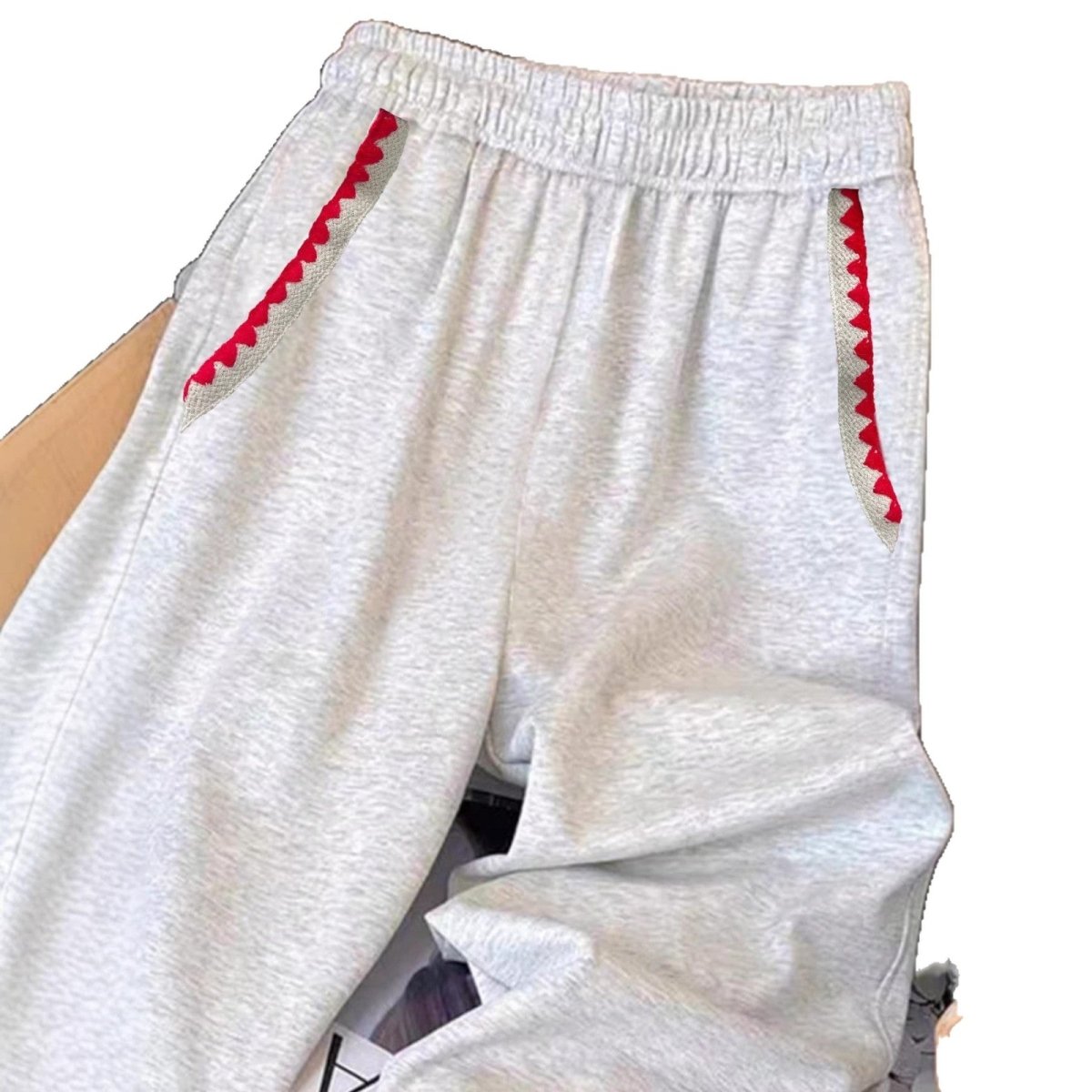 Versatile High - waisted Casual Wide - leg Sweatpants With Contrasting Trim - Eshtree