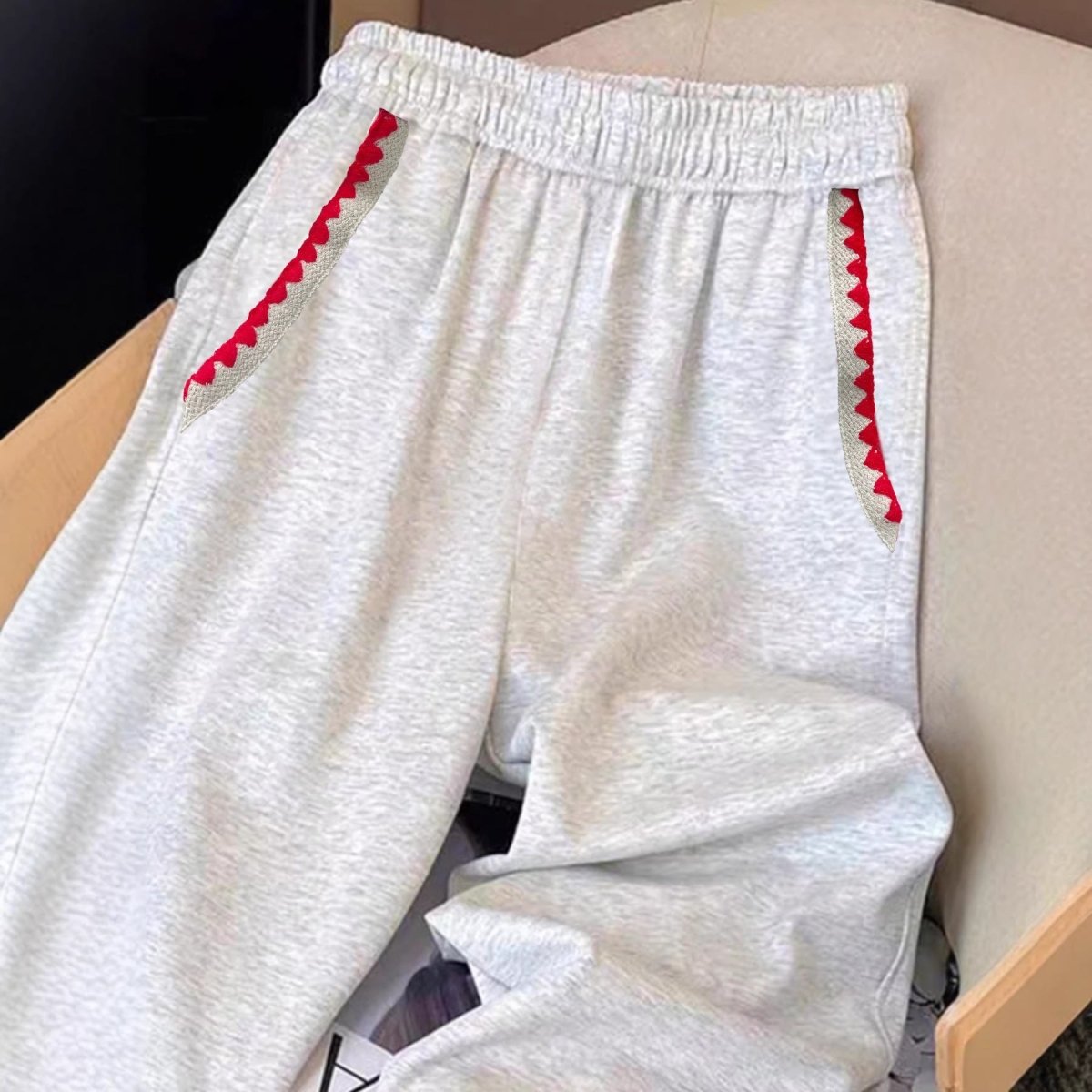 Versatile High - waisted Casual Wide - leg Sweatpants With Contrasting Trim - Eshtree