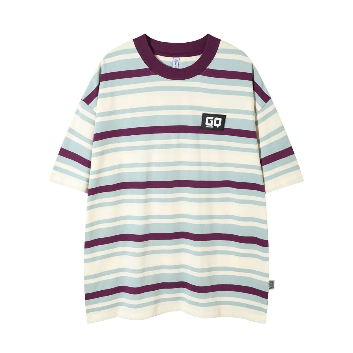 Vintage Stripe Niche Couple Loose Half - sleeve Top - Eshtree