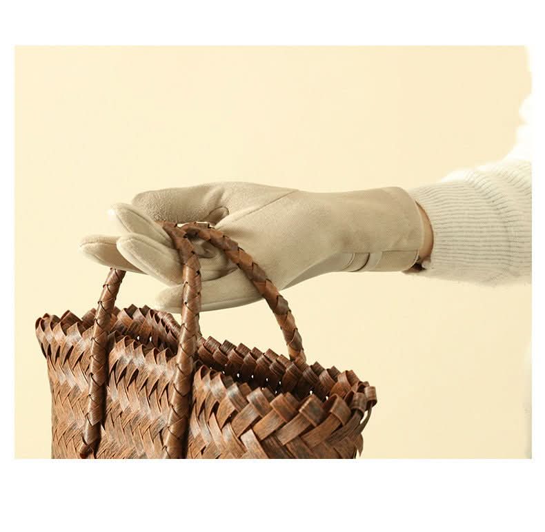 Warm - keeping And Cold - proof Plus Suede Velvet Gloves - Eshtree