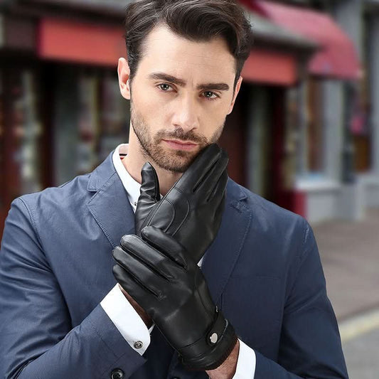 Wash Leather Gloves For Men With Velvet Touch Screen - Eshtree