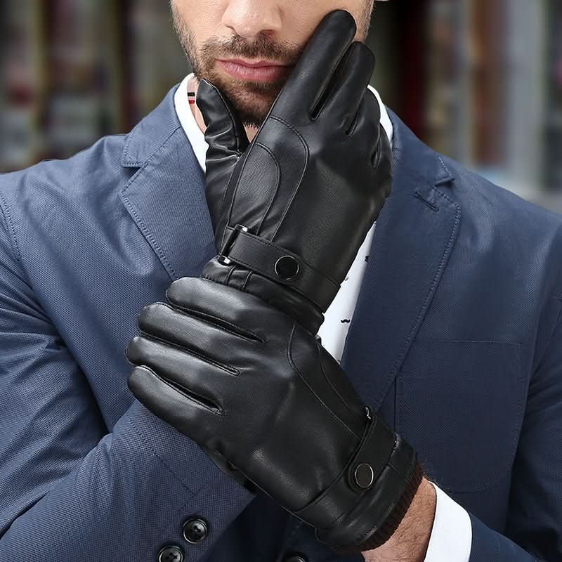 Wash Leather Gloves For Men With Velvet Touch Screen - Eshtree