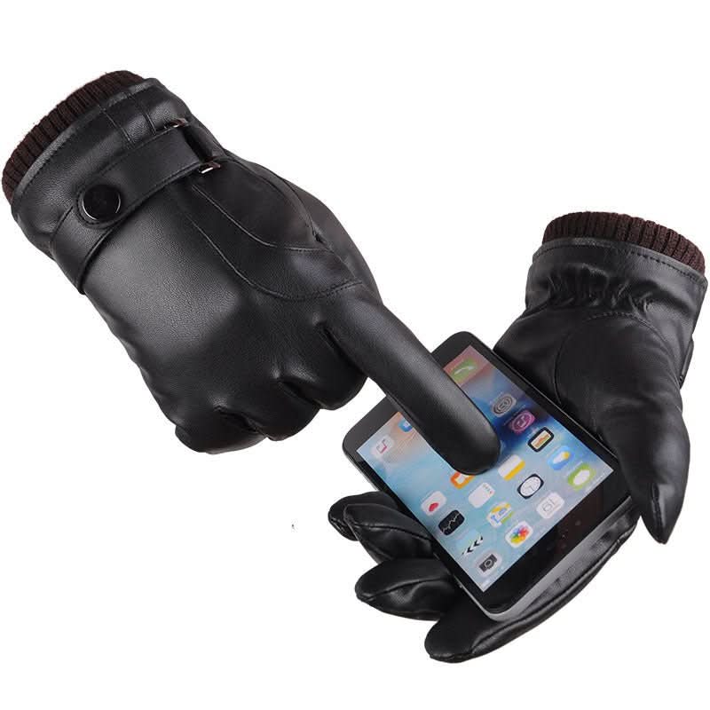 Wash Leather Gloves For Men With Velvet Touch Screen - Eshtree