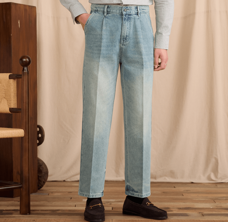 Washed Vintage Commuter Cotton - blend Mid - rise Straight - leg Jeans - Eshtree