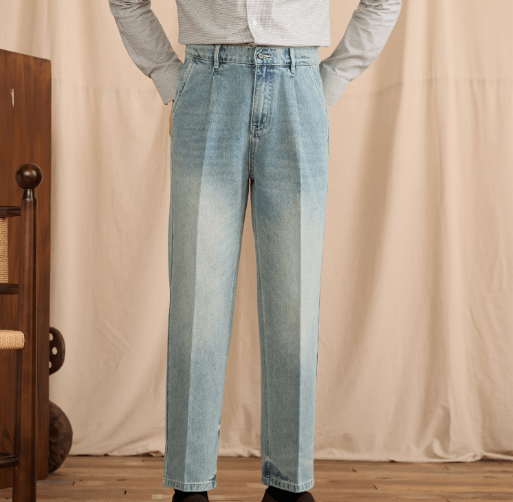Washed Vintage Commuter Cotton - blend Mid - rise Straight - leg Jeans - Eshtree
