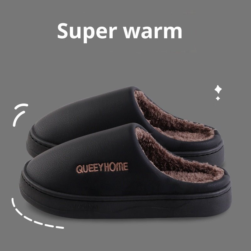 Winter Cotton Waterproof Outdoor Slippers Home Non - slip Winter Fleece - lined Men's Platform - Eshtree