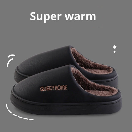 Winter Cotton Waterproof Outdoor Slippers Home Non - slip Winter Fleece - lined Men's Platform - Eshtree