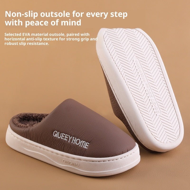 Winter Cotton Waterproof Outdoor Slippers Home Non - slip Winter Fleece - lined Men's Platform - Eshtree