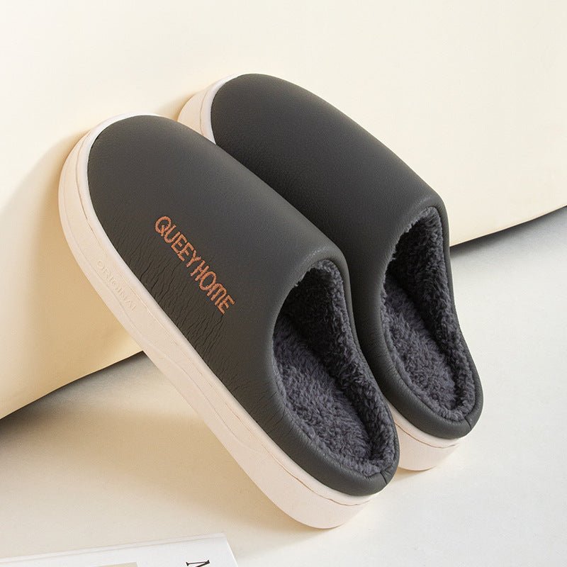 Winter Cotton Waterproof Outdoor Slippers Home Non - slip Winter Fleece - lined Men's Platform - Eshtree