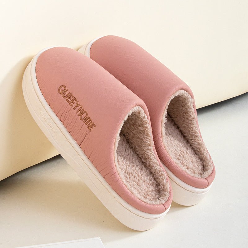 Winter Cotton Waterproof Outdoor Slippers Home Non - slip Winter Fleece - lined Men's Platform - Eshtree