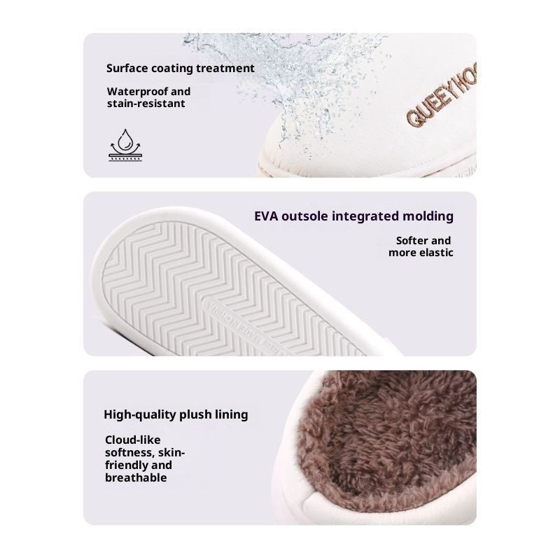 Winter Cotton Waterproof Outdoor Slippers Home Non - slip Winter Fleece - lined Men's Platform - Eshtree