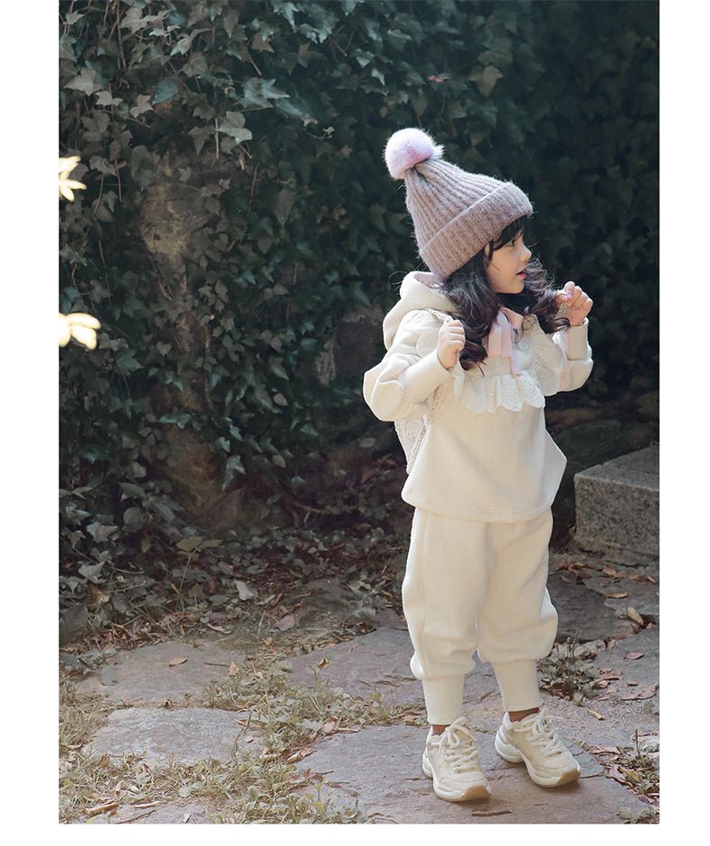 Winter Girls Plus Velvet Lace Pullover Hoodie - Eshtree