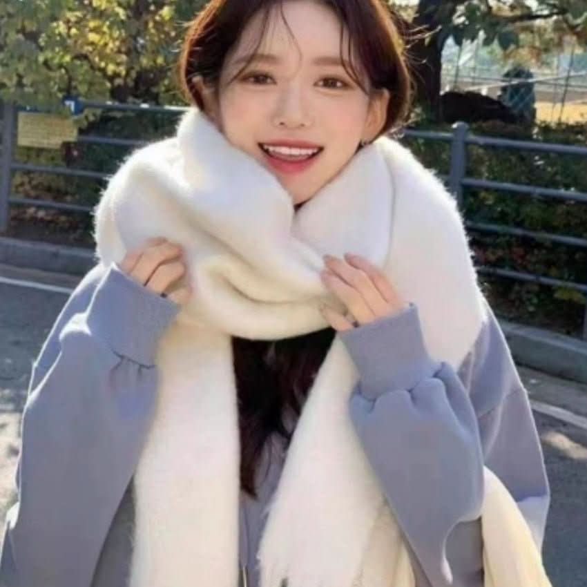 Winter Macaron Color Thickened Mohair Large Scarf - Eshtree