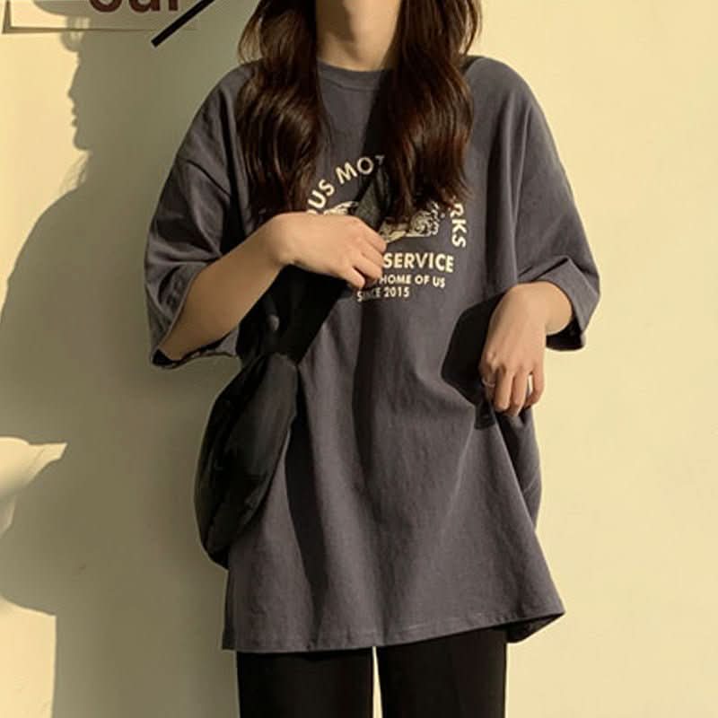 Women Short Sleeve T-shirts Print Casual Korean Style Fashion Harajuku Loose O - neck Student Streetwear All - match Simple - Eshtree
