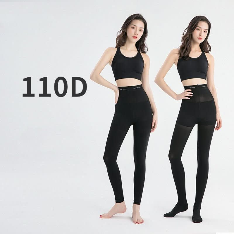 Women's 110d Magic Hip Lift Stomach Stovepipe Socks Black Pantyhose - Eshtree