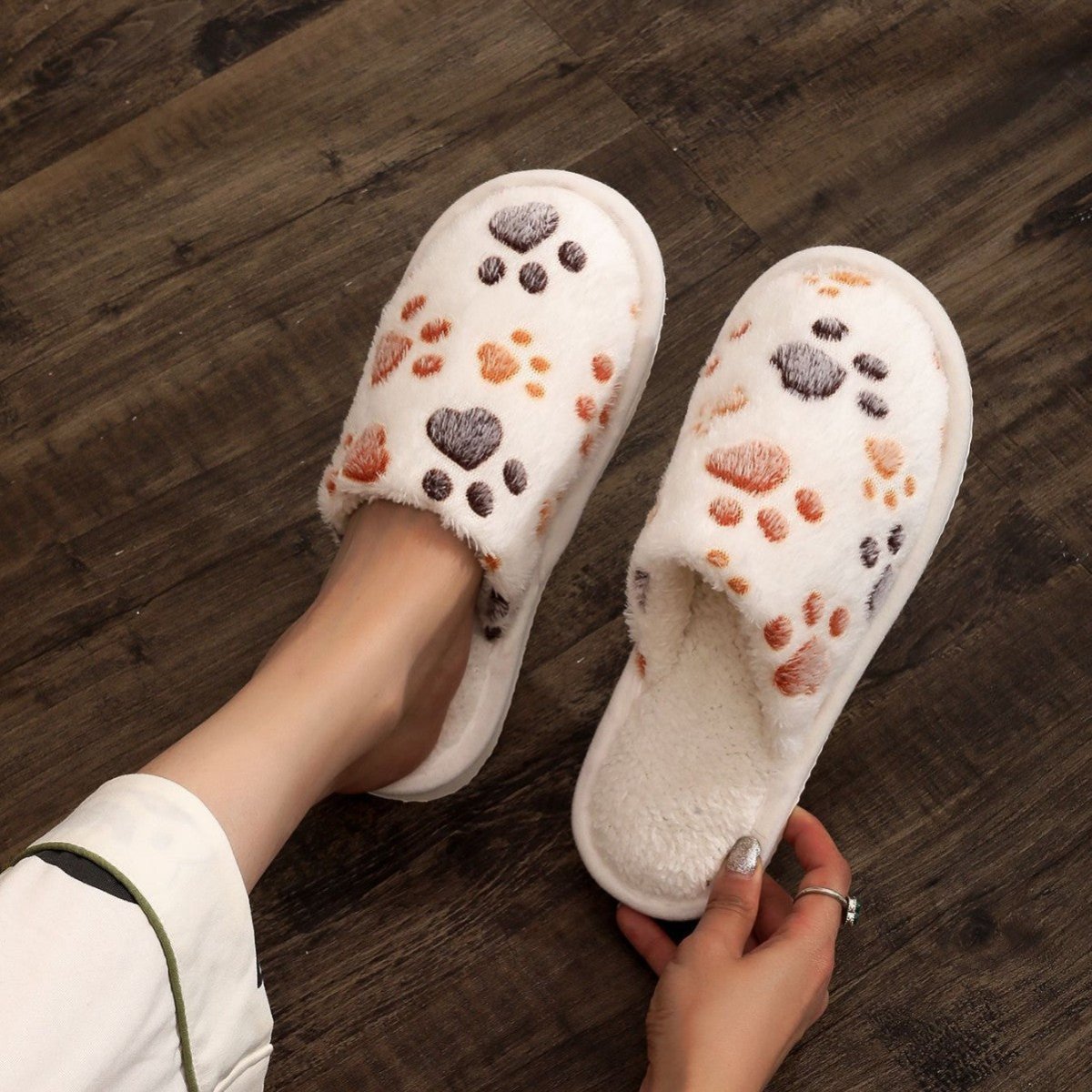 Women's Cartoon Print Versatile Velvet Cotton Slippers - Eshtree