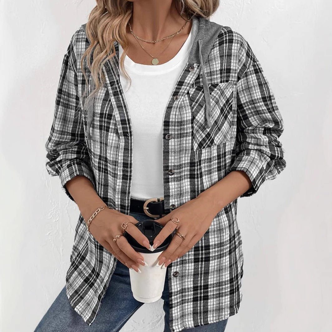 Women's Casual Fashion Loose - fit Plaid Shirt - Eshtree