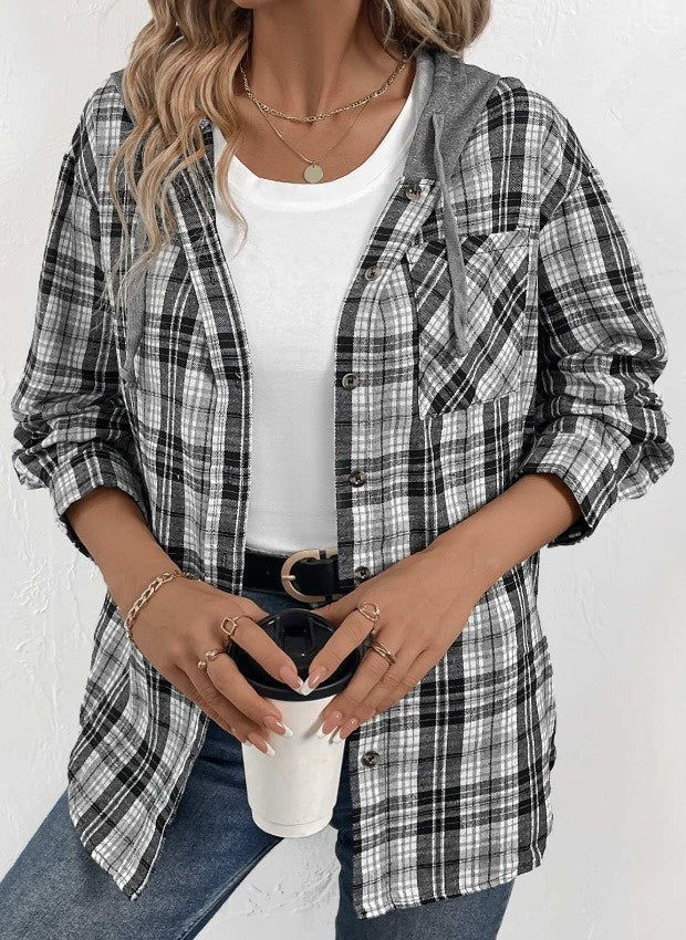 Women's Casual Fashion Loose - fit Plaid Shirt - Eshtree