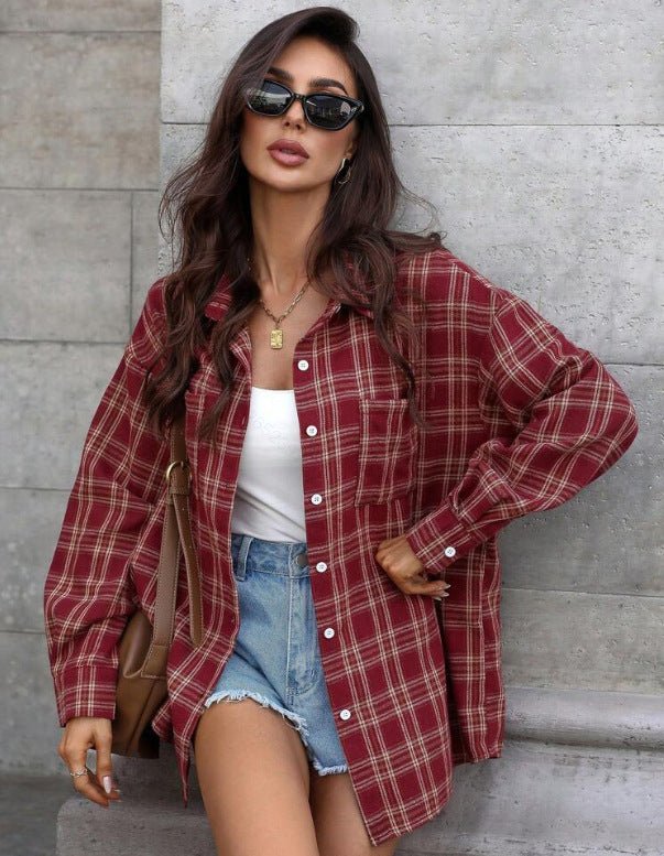 Women's Casual Loose - fit Long - sleeve Shirt - Eshtree