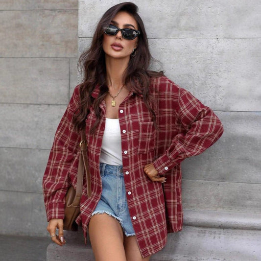 Women's Casual Loose - fit Long - sleeve Shirt - Eshtree