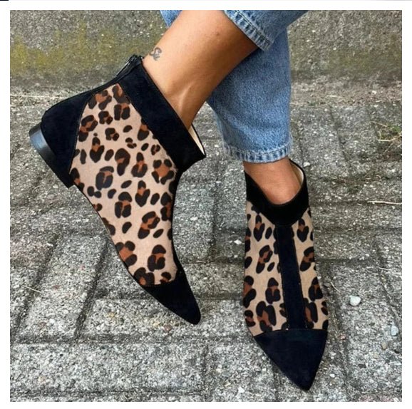 Womens Casual Low - heeled Plus - size Pointed - toe Leopard - print Shoes - Eshtree