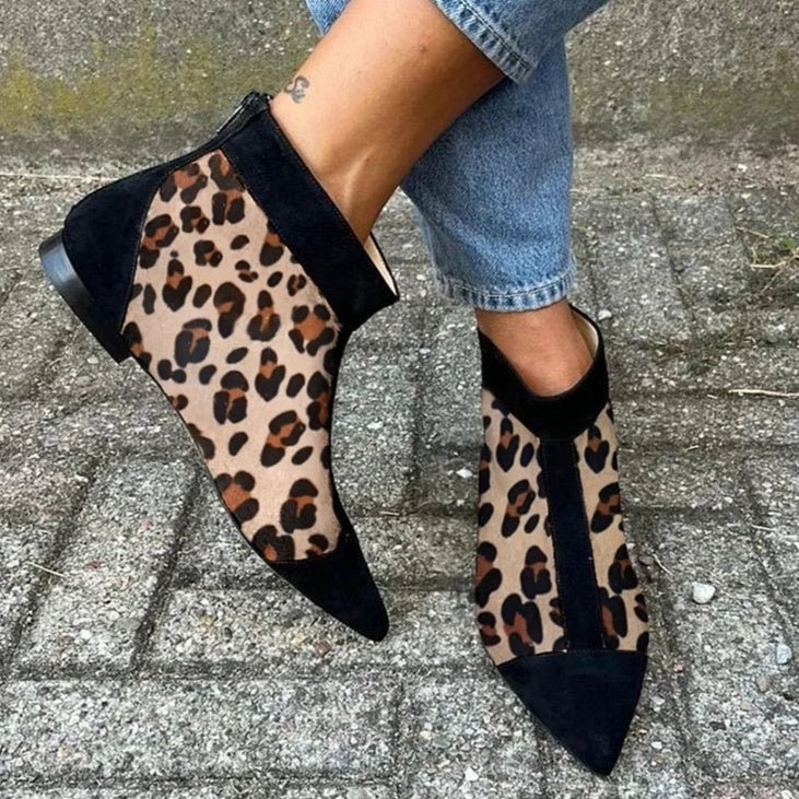 Womens Casual Low - heeled Plus - size Pointed - toe Leopard - print Shoes - Eshtree