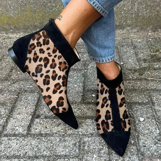 Womens Casual Low - heeled Plus - size Pointed - toe Leopard - print Shoes - Eshtree
