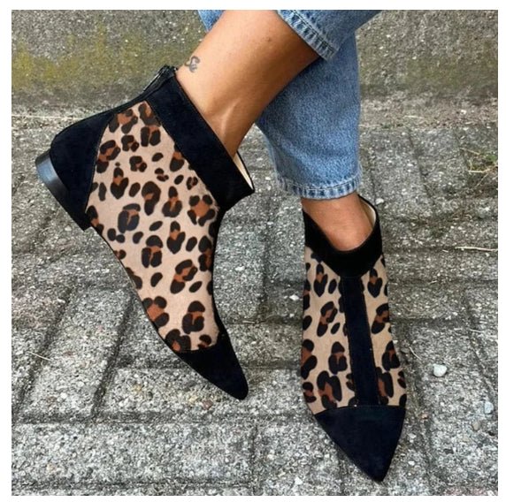 Womens Casual Low - heeled Plus - size Pointed - toe Leopard - print Shoes - Eshtree
