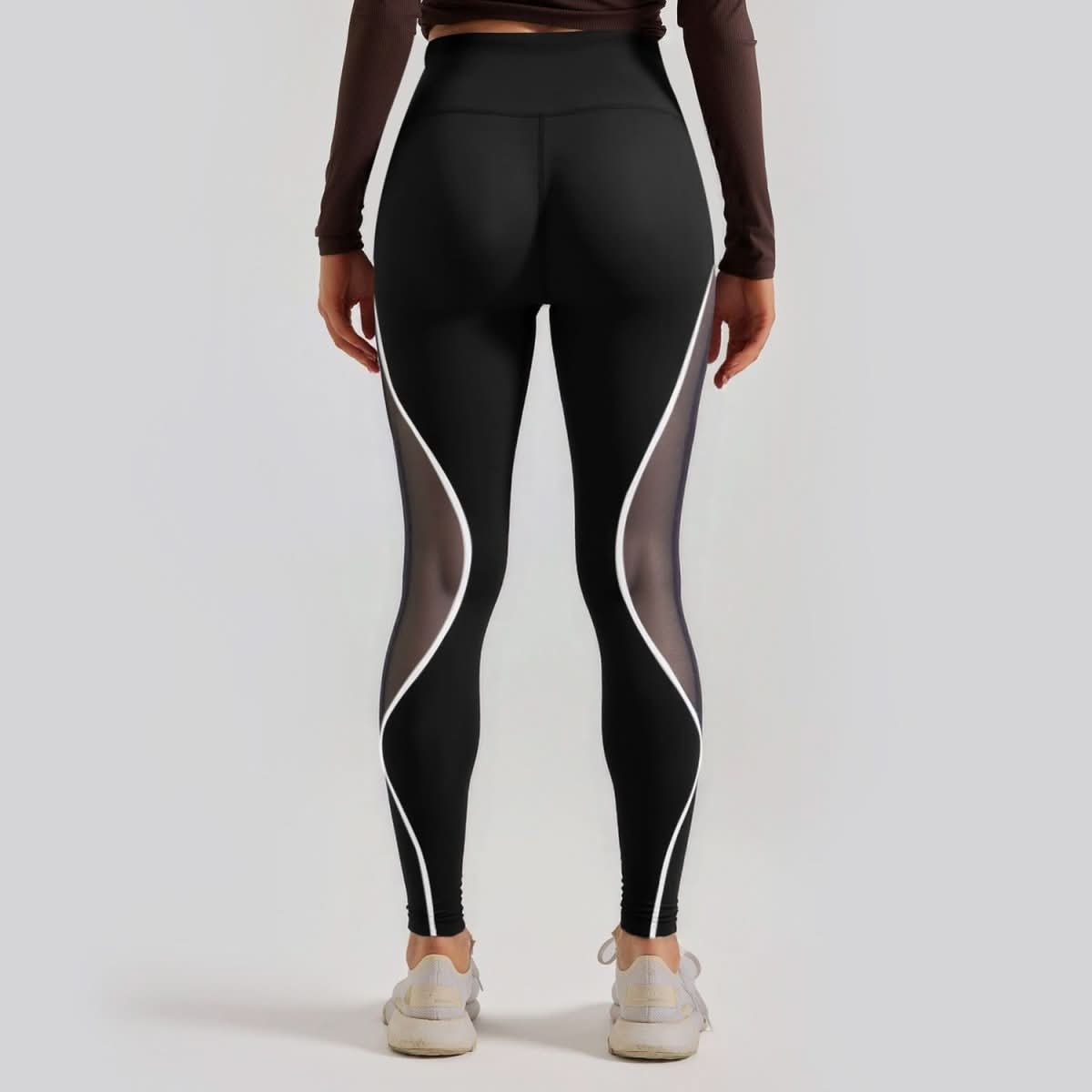 Women's Color Matching Mesh European And American High Waist Yoga Pants - Eshtree