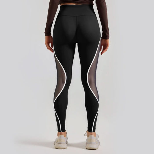Women's Color Matching Mesh European And American High Waist Yoga Pants - Eshtree