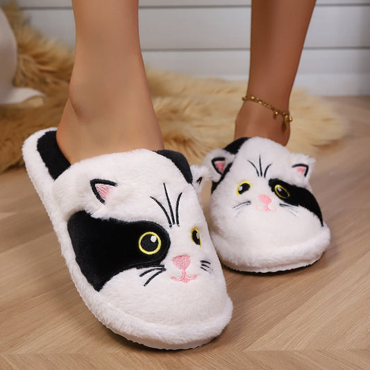 Women's Cotton Slippers Minimalist Design Winter Cartoon Pattern - Eshtree