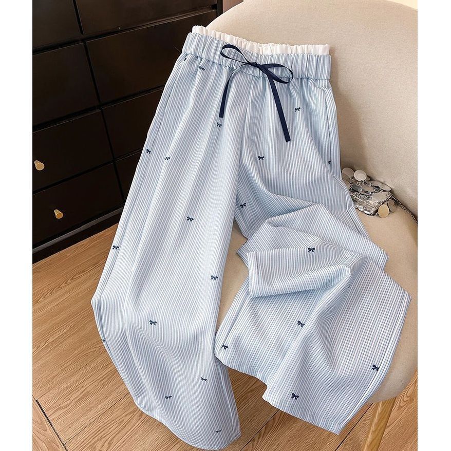 Women's Drawstring High - Waisted Straight Leg Casual Pants - Eshtree