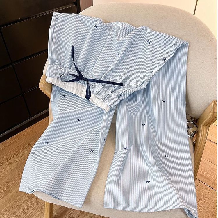 Women's Drawstring High - Waisted Straight Leg Casual Pants - Eshtree