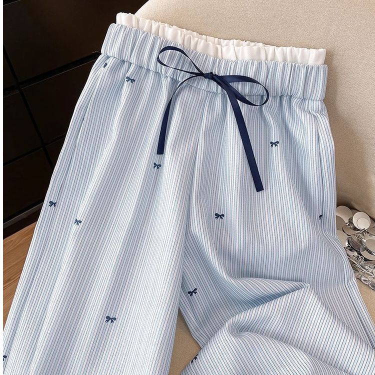 Women's Drawstring High - Waisted Straight Leg Casual Pants - Eshtree