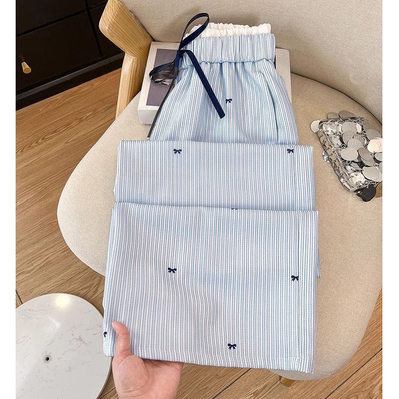 Women's Drawstring High - Waisted Straight Leg Casual Pants - Eshtree