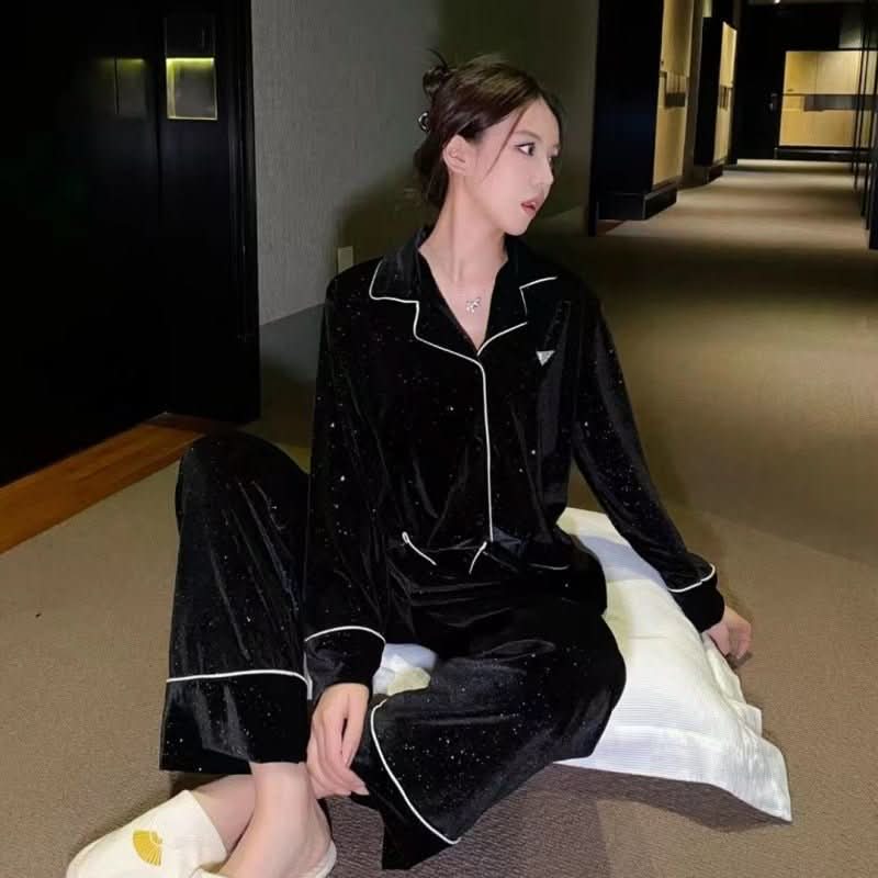 Women's Fashion Diamondmax Velvet Pajamas Homewear Suit - Eshtree